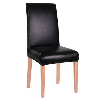 Pokrowiec na krzesło elastyczny, skórzany, czarny - Springos