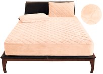 Pokrowiec Na Materac Ochraniacz Pikowany Welur Plusz Wodoodporny 160X200X30 Cm Kremowy