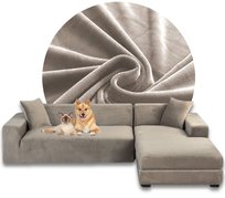 POKROWIEC NA NAROŻNIK KANAPĘ SOFĘ WELUR PREMIUM AKSAMIT PRAWY 2+2OS BEŻOWY