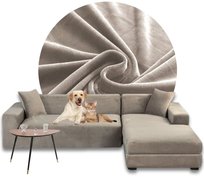 POKROWIEC NA NAROŻNIK KANAPĘ SOFĘ WELUR PREMIUM AKSAMIT PRAWY 3+3OS BEŻOWY