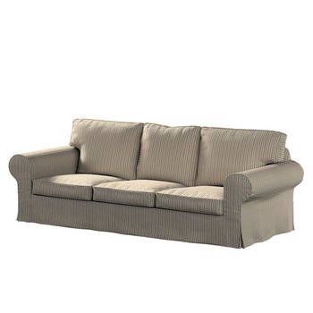 Pokrowiec na sofę 3-osobową rozkładaną Ektorp, DEKORIA, oliwkowo-beżowe pasy, 218x88x88 cm - Dekoria