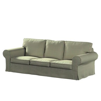 Pokrowiec na sofę 3-osobową rozkładaną Ektorp, DEKORIA, pasy w odcieniach zieleni i czerwieni, 218x88x88 cm - Dekoria