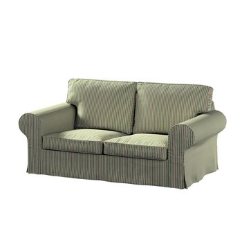 Pokrowiec na sofę dwuosobową rozkładaną Ektorp, DEKORIA, pasy w odcieniach zieleni i czerwieni, 200x90x73 cm - Dekoria