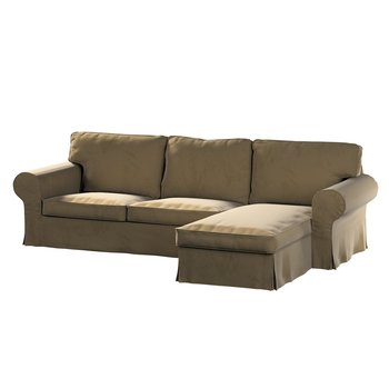 Pokrowiec na sofę Ektorp 2-osobową i leżankę, jasny brąz, 252 x 163 x 88 cm, Living Velvet - Dekoria
