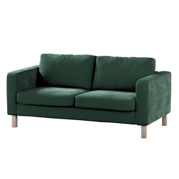 Pokrowiec na sofę Karlstad 2-osobową nierozkładaną, Velvet,krótki, ciemny zielony, 165x89x64 cm - Dekoria
