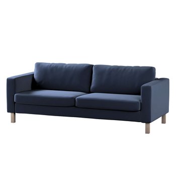 Pokrowiec na sofę Karlstad 3-osobową nierozkładaną, Ingrid, krótki, granatowy Welwet, 204x89x64 cm - Dekoria