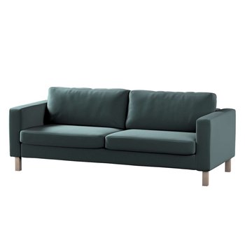 Pokrowiec na sofę Karlstad 3-osobową nierozkładaną, Ingrid, krótki, zgaszony Szmaragd-Welwet, 204x89x64 cm - Dekoria
