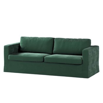 Pokrowiec na sofę Karlstad 3-osobową nierozkładaną, Velvet, długi, ciemny zielony, 204x89x66 cm - Dekoria