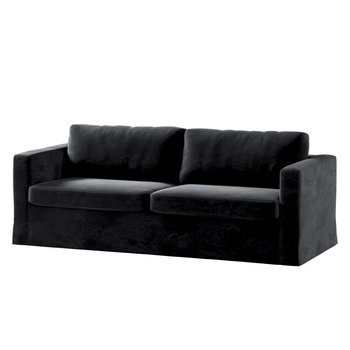 Pokrowiec na sofę Karlstad 3-osobową nierozkładaną, Velvet, długi, głęboka czerń, 204x89x66 cm - Dekoria