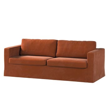 Pokrowiec na sofę Karlstad 3-osobową nierozkładaną, Velvet, długi, karmelowy, 204x89x66 cm - Dekoria