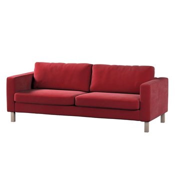 Pokrowiec na sofę Karlstad 3-osobową nierozkładaną, Velvet, krótki, intensywna Czerwień, 204x89x64 cm - Dekoria