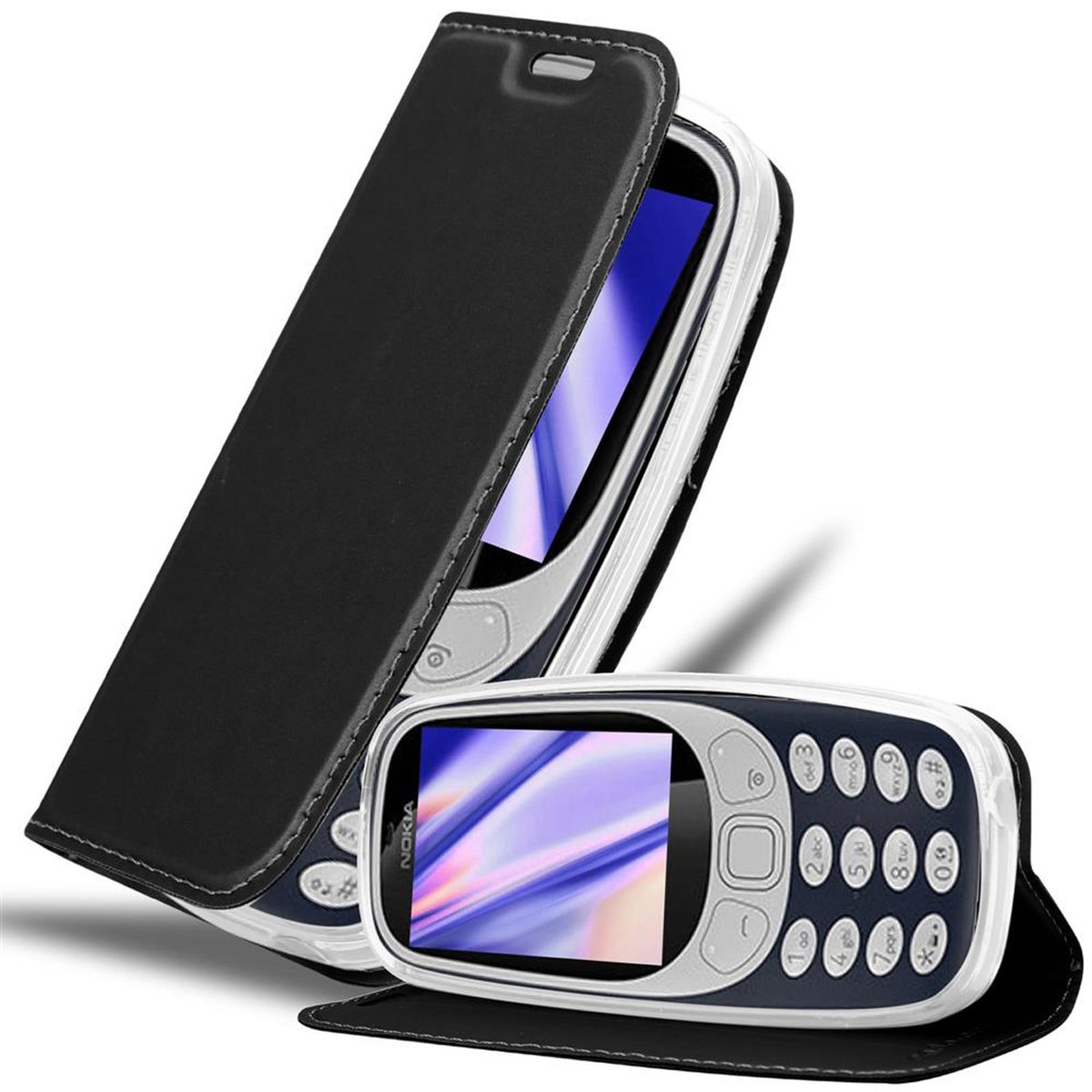 caseroxx Leather-Case with belt clip for Nokia 3310 2G (2017) in black made of g
