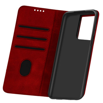 Pokrowiec Samsung S21 Ultra Wallet Video Holder Szyty na miarę, biznesowy czerwony - Avizar