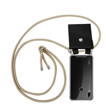 Pokrowiec z łańcuszkiem Do Honor 10 LITE / Huawei P SMART 2019 w BŁYSZCZĄCY BRĄZOWY Etui Obudowa Case Cover Ochronny Cadorabo - Cadorabo