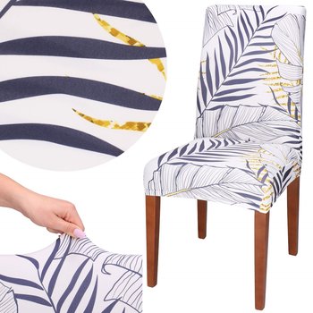 Pokrycie na krzesło, pokrowiec elastyczny, uniwersalny liscie - Springos