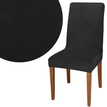 Pokrycie na krzesło, pokrowiec elastyczny, uniwersalny welur czarny - Springos