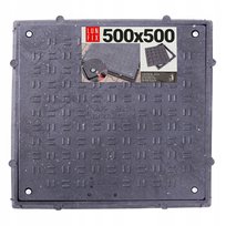 Pokrywa do szamba kwadratowa 50cm dekiel właz czarny A15 do 1,5t 1szt Lun Fix