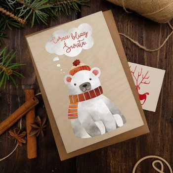 Polarny miś - drewniana kartka świąteczna - Inna marka