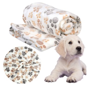 Polarowy Koc Dla Psa Pluszowy 70X50Cm Łapy Przytulny Mały - Dogsy