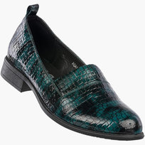 Półbuty Damskie Ekoskóra Wężowe Wsuwane Buty Eleganckie Zielone Zielony 38 Jezzi