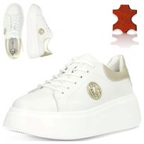 Półbuty Damskie Skórzane Białe FILIPPO Sneakersy Sportowe Półbuty Skórzane 38 Damskie Sneakersy na Platformie Wygodne Filippo DP6058/25 WHITE FILIPPO