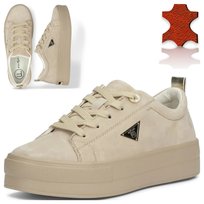 Półbuty Skórzane Damskie Sneakers na platformie Filippo Beżowe Półbuty Skórzane 37 Damskie Sneakersy na Platformie Filippo DP3533/25 BEŻOWE FILIPPO