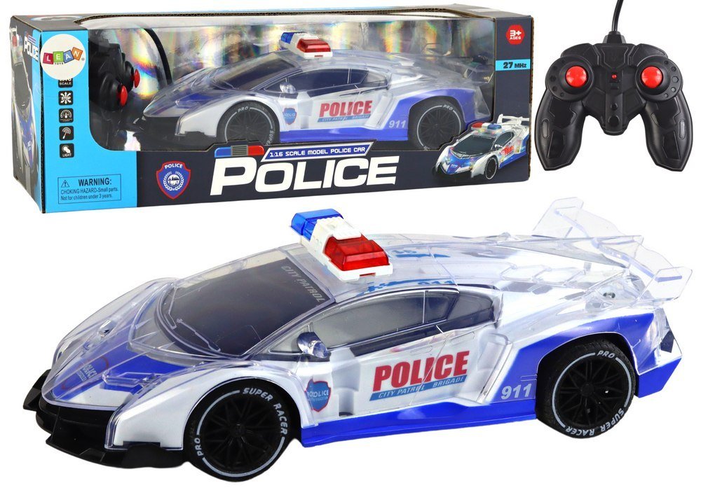 Фото - Машинка LEAN Toys Policyjne Auto Sportowe Zdalnie Sterowane RC Skala 1:16 Światła 