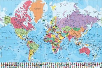 Polityczna Mapa Świata - plakat - Grupo Erik