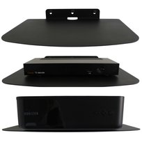 Półka metalowa ścienna uchwyt na pod dekoder RTV router wifi switch konsole nagrywarkę odtwarzacz DVD Blu-ray tuner czarna MT3CH
