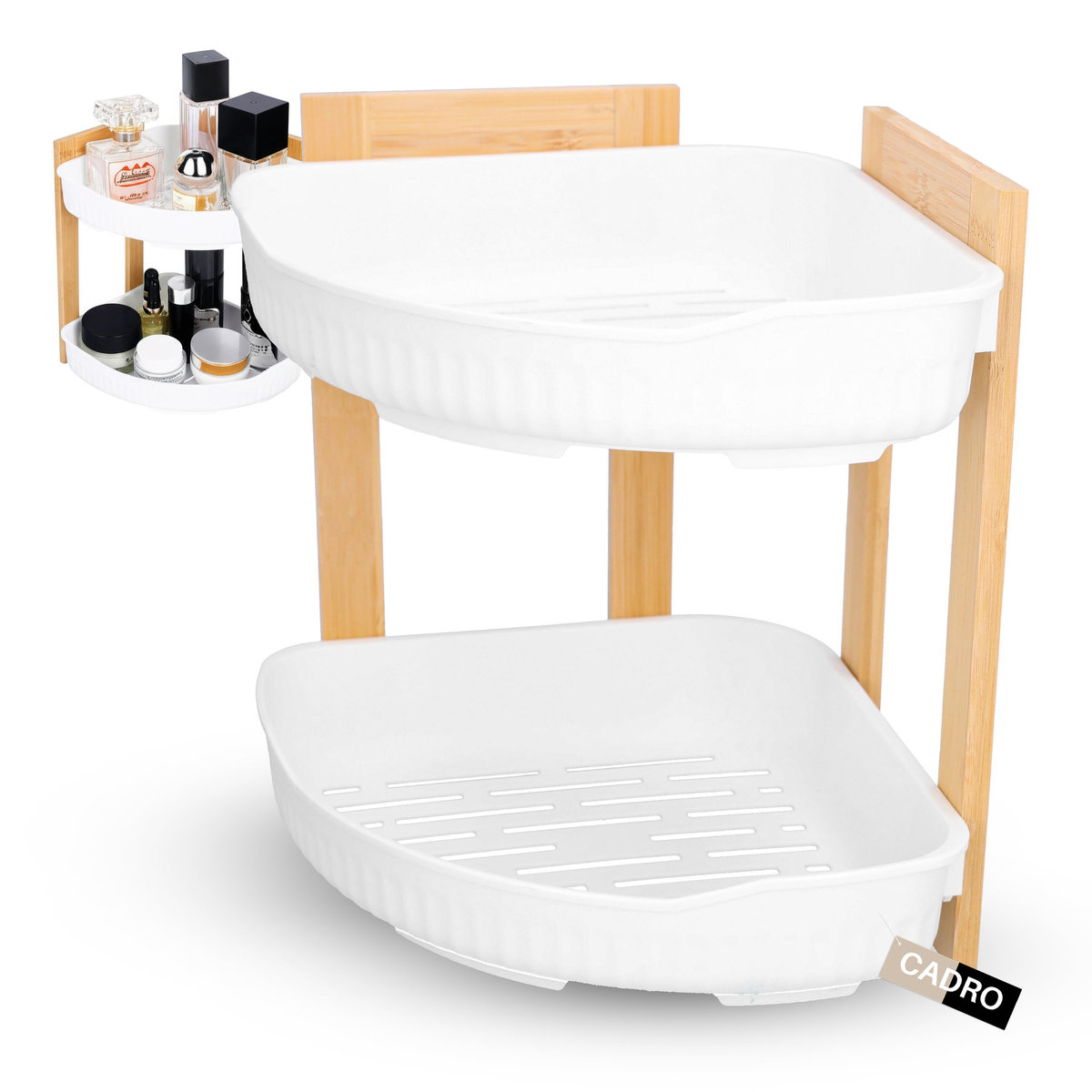 Cadro Cadro Półka Narożna Łazienkowa Biała Na Kosmetyki 2-Poziomowa 23,5X23,5X27 Cm