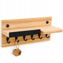 Półka ścienna na klucze 6 wieszaków - organizer drewno Wood Expert 30cm ModernClock