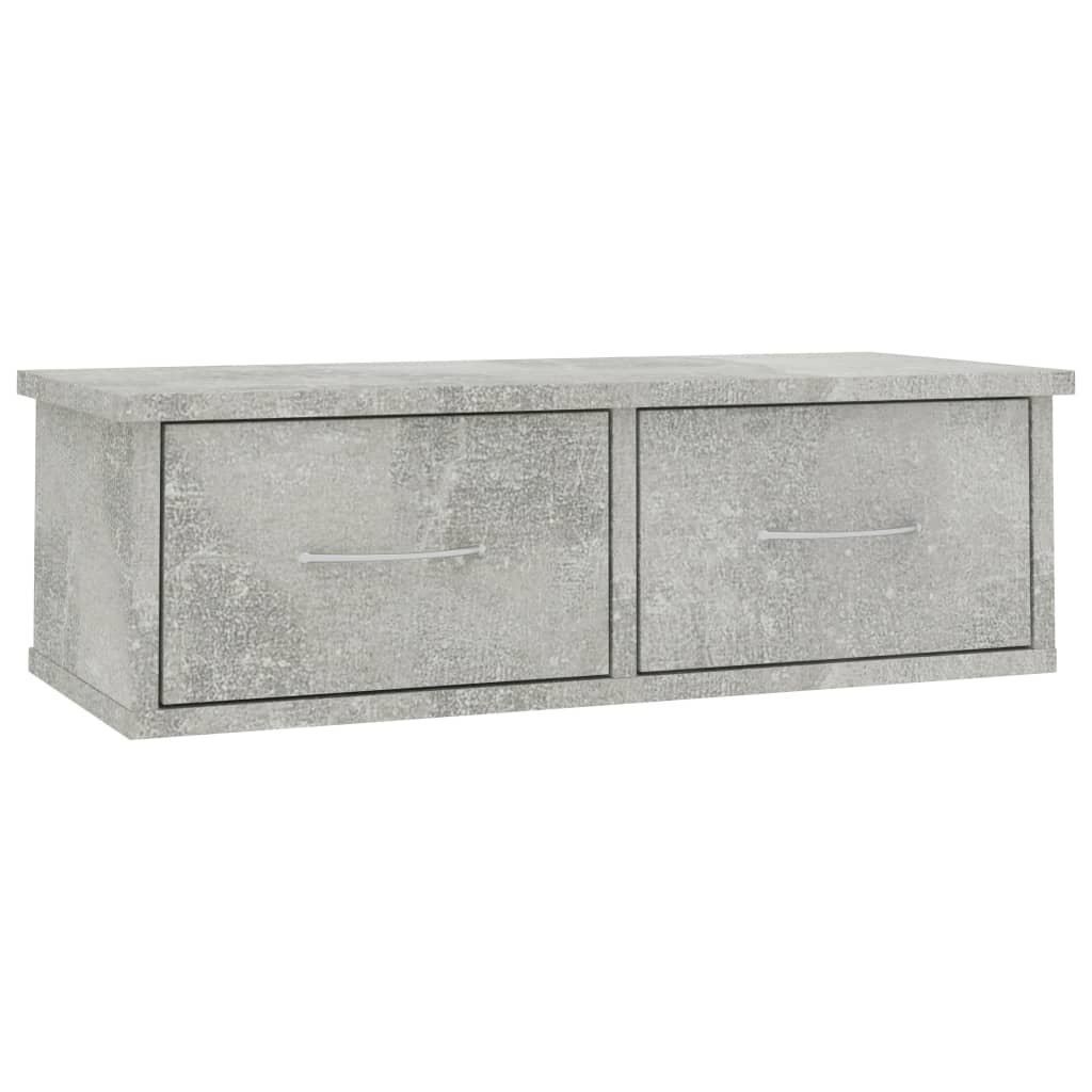Półka ścienna z szufladami VIDAXL, betonowa szarość, 60x26x18,5 cm