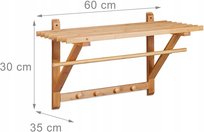 Półka ścienna z wieszakiem 2w1 bambus łazienka 30x60x35