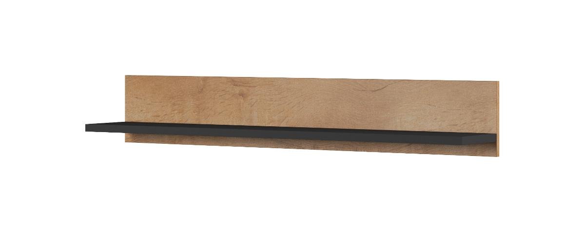 Zdjęcia - Półka ścienna CAMA Meble Półka SOHO dąb lefkas + czarny, 125 cm, 2 szt. 
