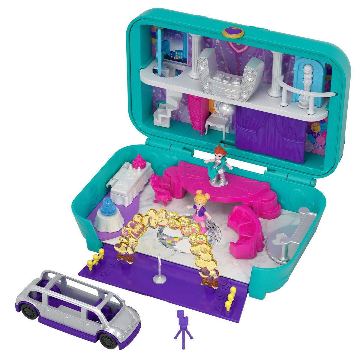 Polly Pocket, zestawy Ukryte miejsca, Dance Par-taay! Case, FRY39/FRY41
