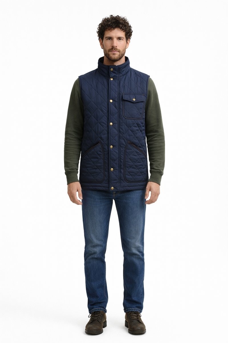 POLO Ralph Lauren POLO RALPH LAUREN GRANATOWA PIKOWANA KAMIZELKA CASUAL L I3A