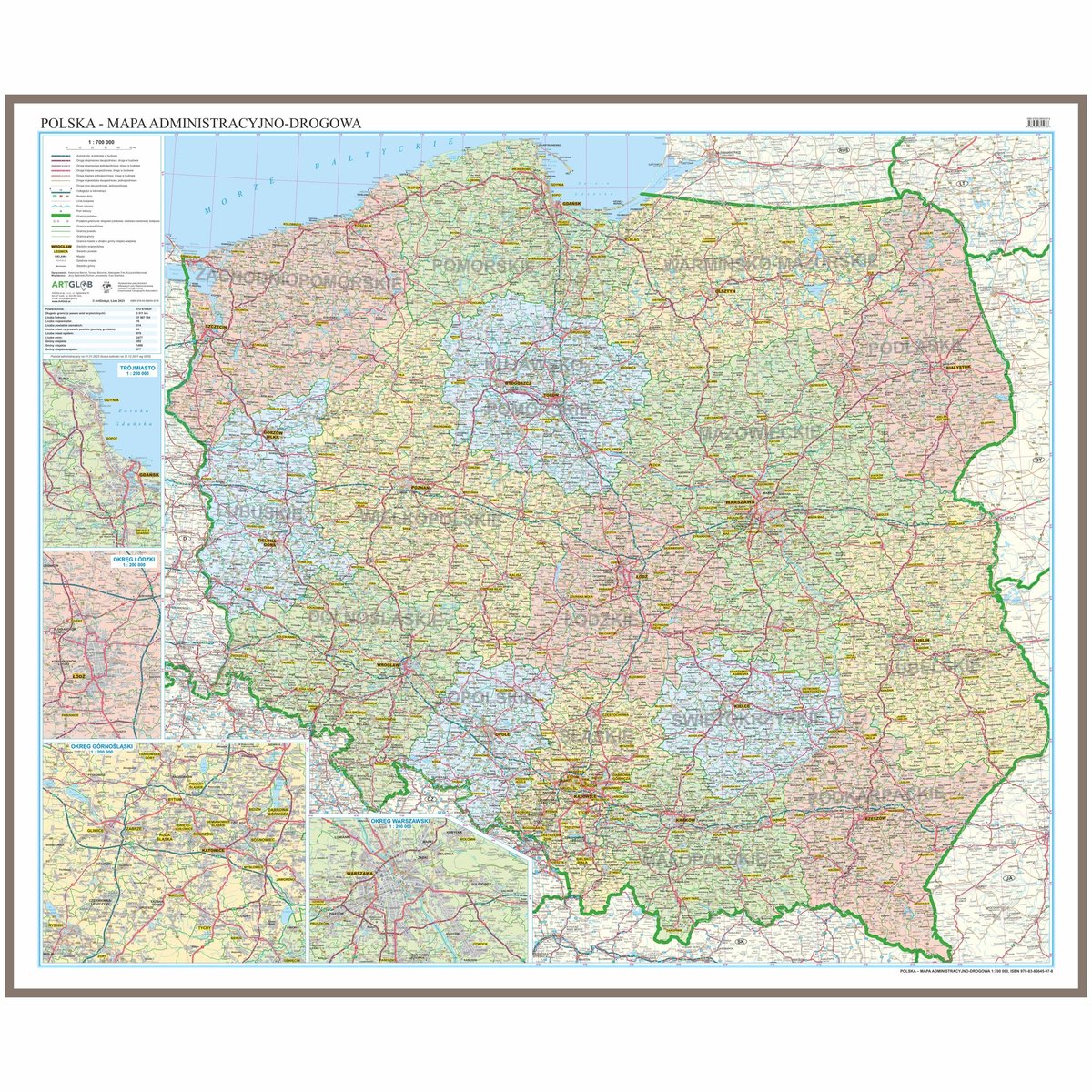 Фото - Настільна гра Artglob Polska mapa ścienna administracyjno-drogowa na podkładzie do wpinania - pi 