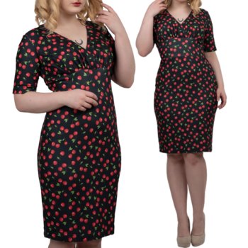 POLSKA Ołówkowa sukienka w wisienki cherry pin up - Wonderlandia