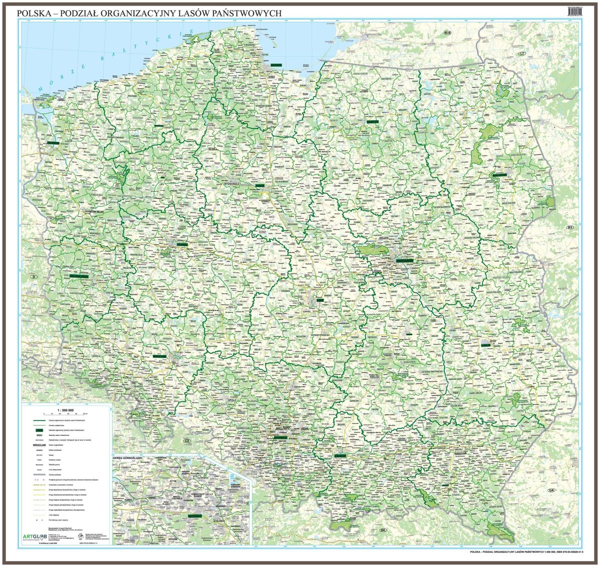 Zdjęcia - Gra planszowa Artglob Polska - podział organizacyjny Lasów Państwowych mapa ścienna na podkładzi 