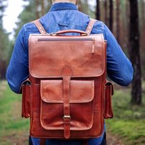 Polski Plecak Tornister Męski Skóra Vintage do Pracy Belveder Brąz BT09 Belveder