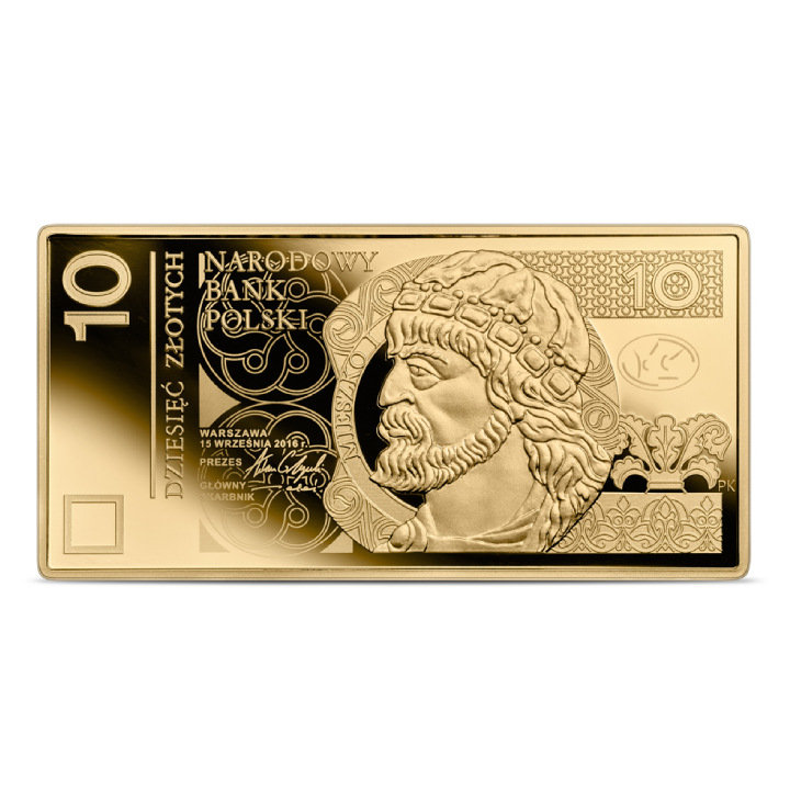 Polskie banknoty obiegowe – banknot o nominale 10Zł Złoto 2023 Proof ...