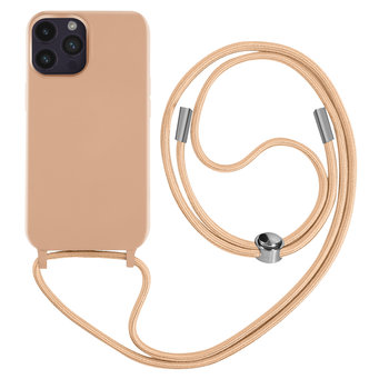 Półsztywne etui do iPhone'a 14 Pro Max ze smyczą o długości 80 cm, różowe - Avizar