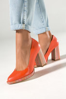 Pomarańczowe czółenka skórzane damskie na ozdobnym słupku PRODUKT POLSKI Casu 2746-196-837-40