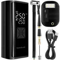 Pompka rowerowa elektryczna kompresor do opon powerbank 6000mAh latarka LED Bauerkraft