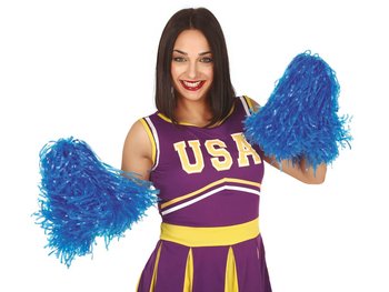 Pompony cheerleaderki niebieskie - 2 szt. - Guirca