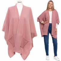 Ponczo Damskie Z Kieszeniami Stylowe Modne Klasyczne Jesień Zima Moraj Pink