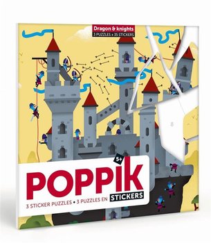Poppik, puzzle, naklejki Smok i Rycerz, 108 el. - Poppik