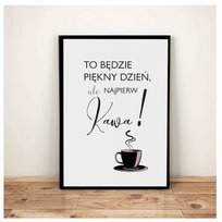 Poranna kawa cytat do kuchni Plakat A4 w ramce