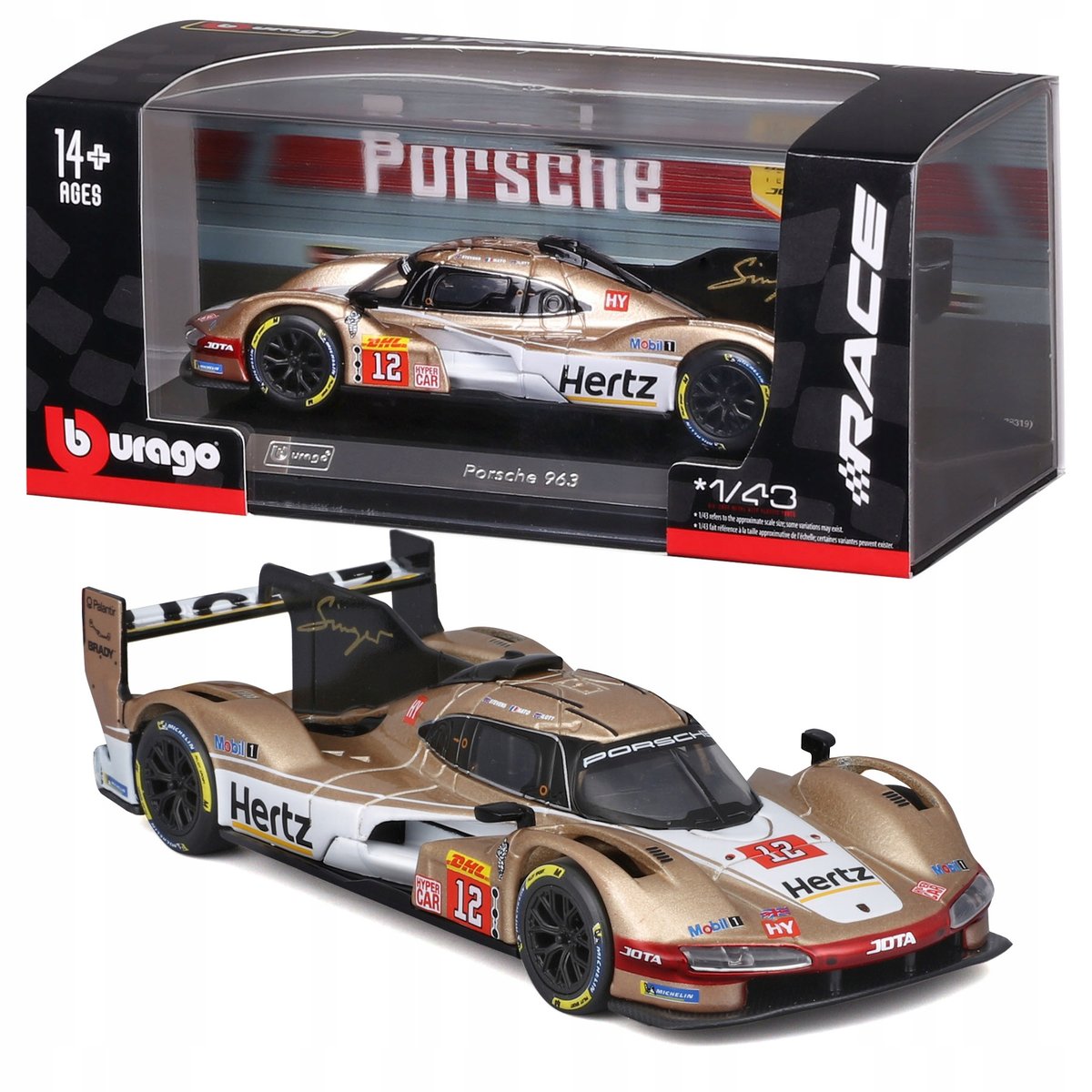 Porsche 963 #12 Hertz Team JOTA FIA WEC 24h Le Mans 1:43 BBURAGO 18 ...