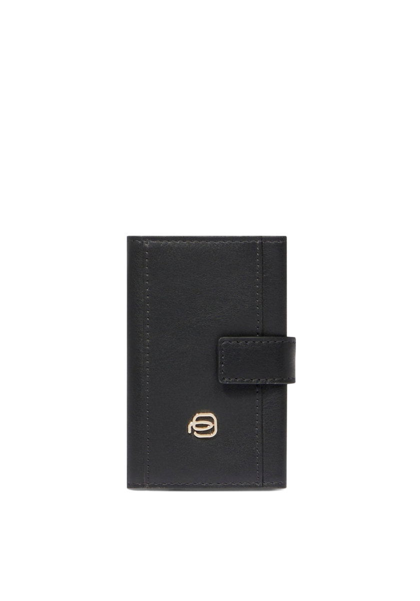 Inny producent Porta carte di credito in pelle e metallo Uomo piquadro pp5649w92r-n Nero